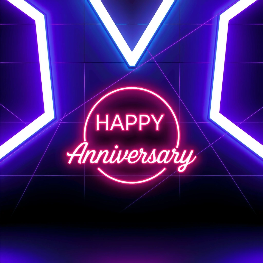 Fondo abstracto de aniversario con elementos cyber y gaming